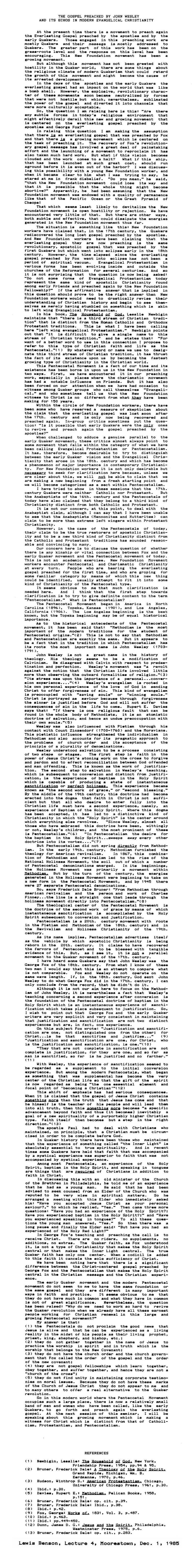 Benson Lecture 1